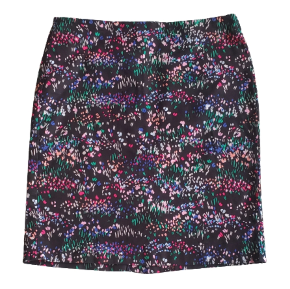 Talbots‎ Pencil Skirt Black Flower Print 98% cotton